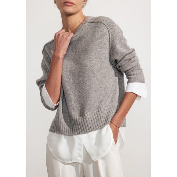 Brochu Walker The Parson Cashmere Blend Sweater Gray Crew Layered - Picture 1 of 7